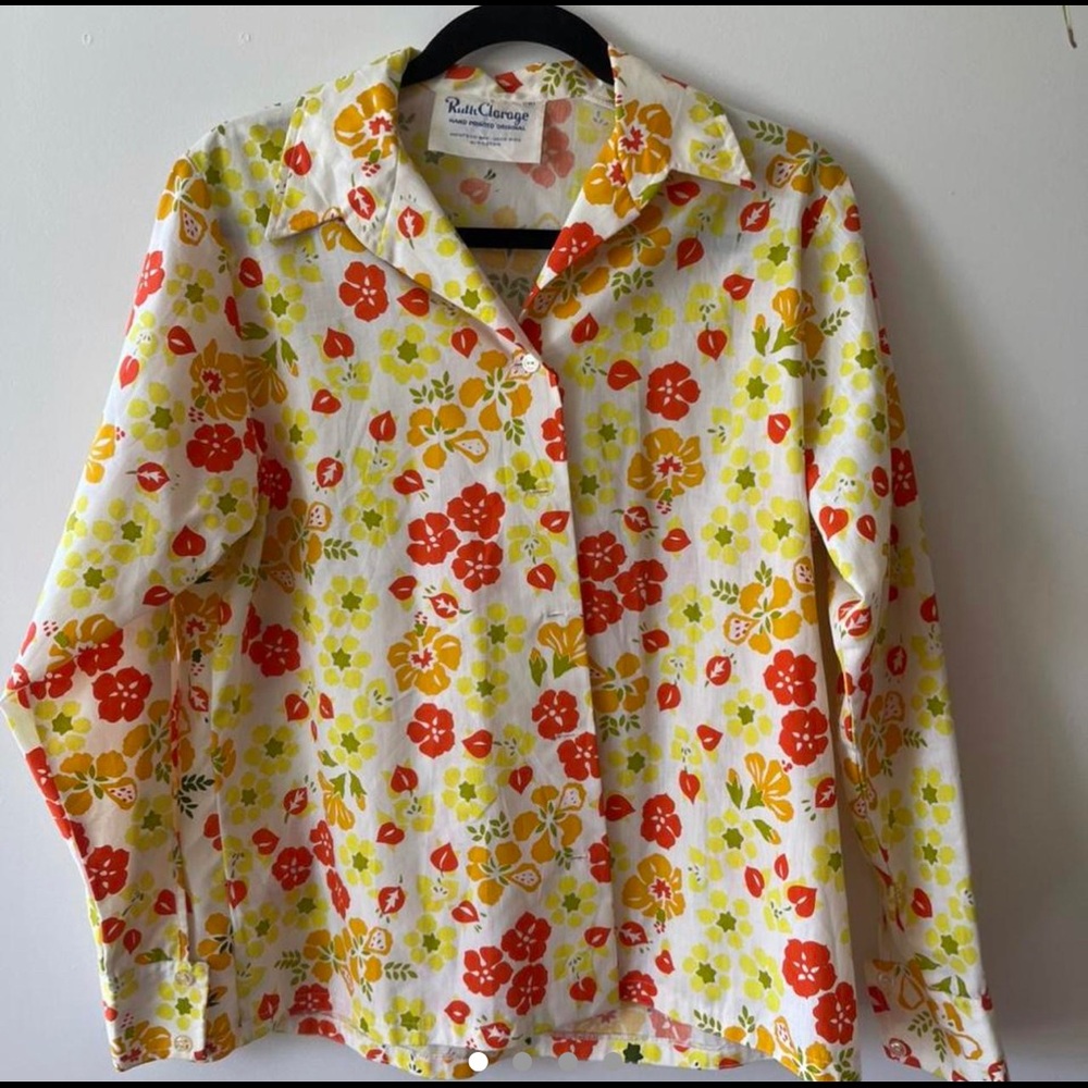 Vintage Handprinted Floral Blouse